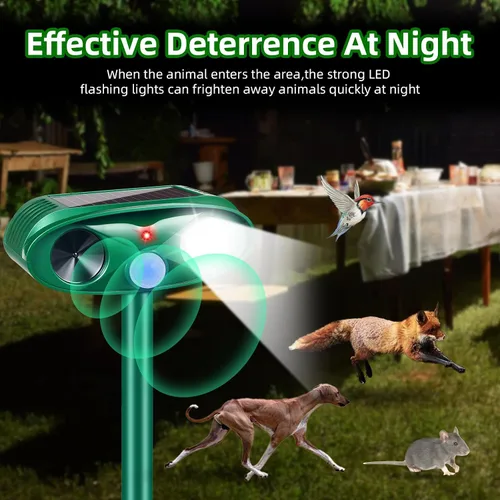 Vista 2 de Paquete de 4 repelentes solares de animales, repelente ultrasónico para gatos al aire libre para mantener alejados a los gatos, repelente sónico
