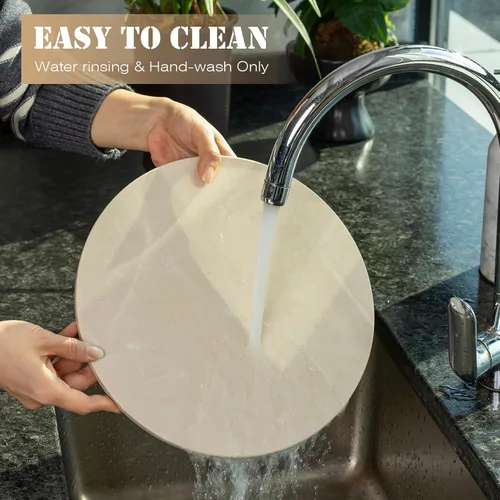 Vista 6 de Koville Tabla de cortar redonda de mármol de 11 pulgadas para encimera de cocina, tabla de mármol natural para pastelería, tabla de queso, tabla