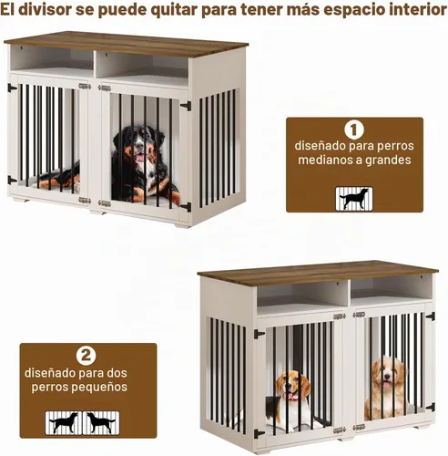 Vista 5 de REVOMINCA Mueble de jaula para perros de 41 pulgadas con divisor extraíble, muebles decorativos para perreras con compartimento de almacenamiento