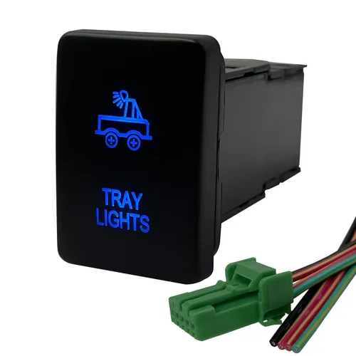 Vista 8 de Interruptor de botón de LED azul AIR COMP para Toyota Sequoia Highlander Landcruiser Tacoma 4Runner Highlander 3 amperios 12 V Botón de encendido