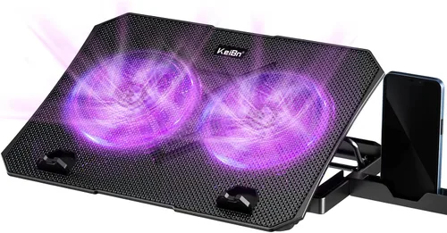 Vista 8 de KeiBn Almohadilla de enfriamiento para laptop, enfriador de laptop para juegos, 2 ventiladores para portátiles de 10 a 15.6 pulgadas, 5 soportes