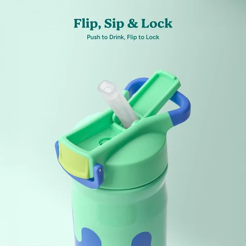 Vista 26 de Reduce Hydrate Pro Kids - Botella de agua aislada de acero inoxidable de 14 onzas con pajilla, vaso a prueba de derrames para niños, retención