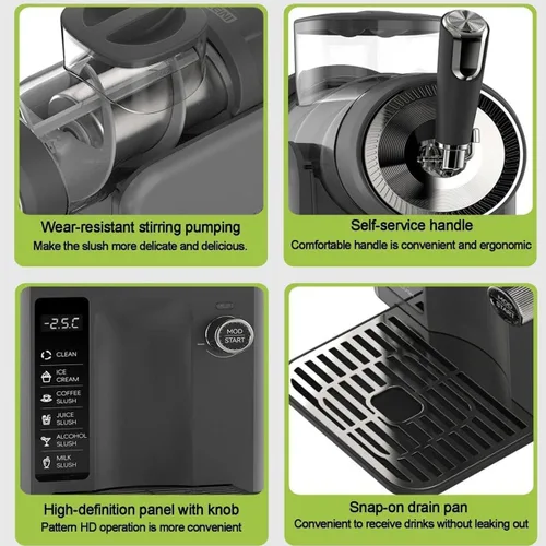 Vista 6 de Máquina de granizado de hielo, máquina para hacer granizados domésticos de 1.8L con autolimpieza, máquina profesional de bebidas congeladas de 150