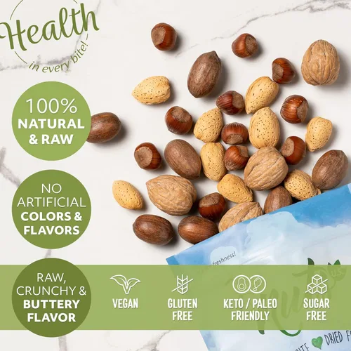 Vista 5 de NUTS U.S. – Nueces Mixtas en Cáscara (Almendras, Nueces, Avellanas, Pacanas) Sin Colorantes Añadidos y Sin Sabores Artificiales Sabor Fresco