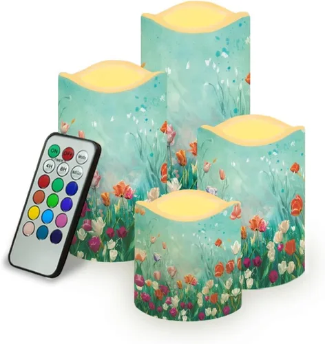 Vista 33 de Ystardream Velas sin llama de hojas tropicales con control remoto que funcionan con pilas, velas LED realistas con control remoto y temporizador