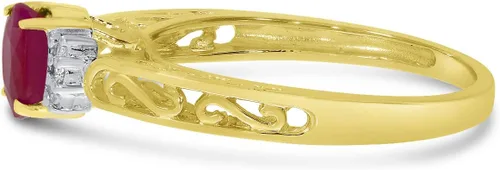 Vista 4 de Direct-Jewelry Anillo de diamantes y rubí ovalado de oro amarillo de 14 k