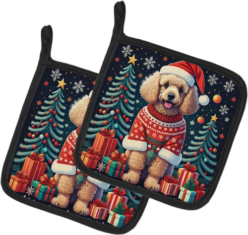 Vista 15 de Affenpinscher - Par de soportes para ollas de Navidad