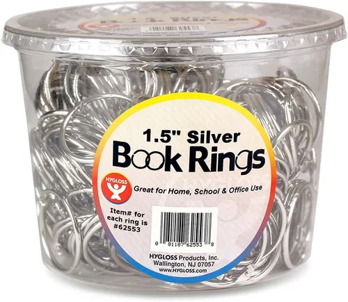 Vista 25 de Hygloss Products 61311 - Anillos de libro – Anillos de acero de colores surtidos de 1 pulgada, paquete de 12 Variado