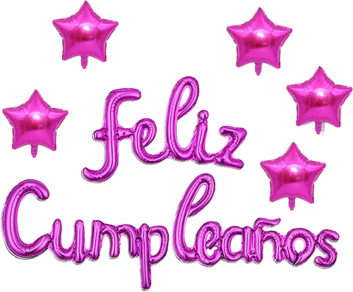 Vista 13 de Cartel de globos de Feliz Cumpleanos con 5 globos de estrella temática de fiesta