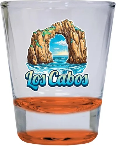 Vista 4 de Los Cabos Mexico Design C Souvenir - Vaso de chupito redondo de 1.5 onzas, color azul, paquete de 2