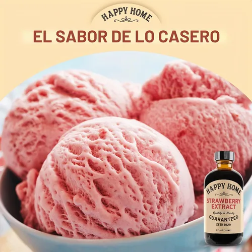 Vista 3 de Happy Home Sabor natural de fresa - Certificado Kosher, 4 onzas.