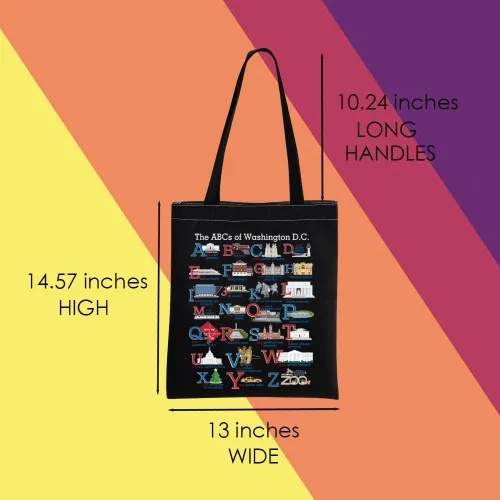 Vista 10 de MNIGIU Washington DC Alphabets Tote Bag Washington DC Souvenir Gift Washington DC Welcome Bag