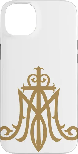 Vista 15 de Funda católica con monograma para iPhone 16 Virgin Mary Insignia Ave Maria