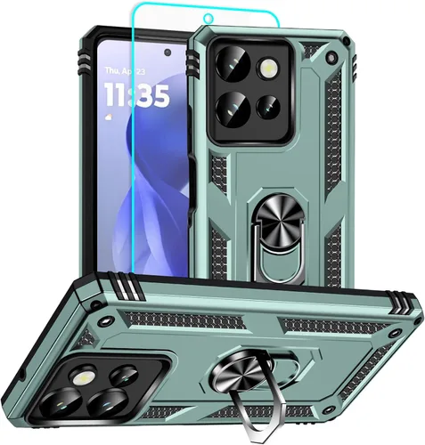 Vista 22 de HNHYGETE Funda para Motorola Edge 2025 con protector de pantalla: soporte giratorio de grado 360° (antideslizante) protección contra caídas y golpes