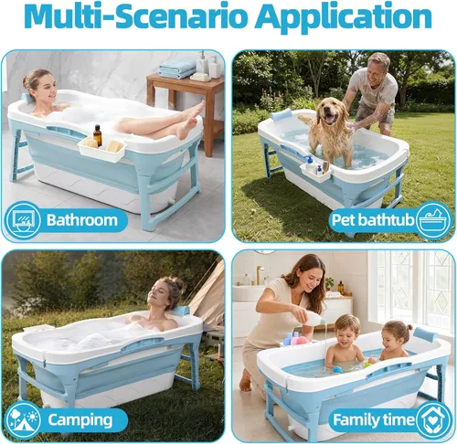 Vista 5 de Bañera portátil - Bañera plegable de 235L/62.1 galones con tapa