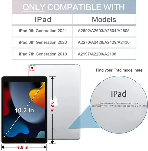 Vista 2 de Funda para iPad 9Th/8Th/7Th Generation para iPad 10.2 de 10.2 pulgadas, múltiples ángulos de visión con apagado automático y encendido para niños