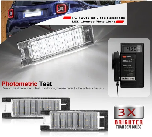 Vista 3 de Reemplazo de luz de matrícula LED para 2015 en adelante J'eep Renegade 6000 K xenón blanco llevó placa de matrícula luz trasera kit de lámpara
