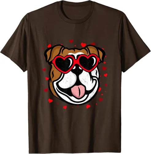 Vista 6 de Bulldog Valentine - Camiseta para amantes de las gafas de sol para perros, Negro