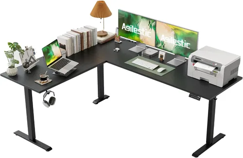 Vista 30 de Agilestic Escritorio de Pie en Forma de L de 59 Pulgadas de Altura Ajustable, Escritorio de Esquina Eléctrico de Pie, Mesa de Computadora Sit Stand