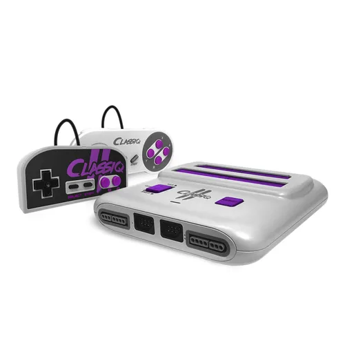 Vista 2 de Old Skool Classiq 2 AV Version Twin Video Game System GreyPurple Compatible with SNESNES Nintendo and Super Nintendo cartridges