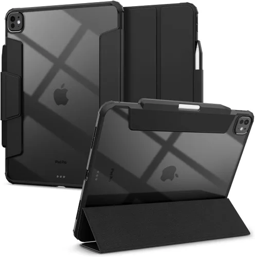 Vista 12 de Spigen Funda para iPad 10.2, iPad de 9ª/8ª/7ª generación (2021/2020/2019), Ultra Hybrid Pro con parte trasera transparente y soporte para lápices