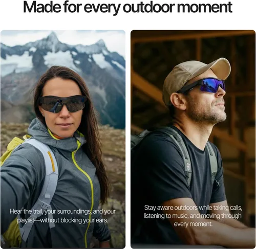 Vista 3 de Gafas de Ciclismo Bluetooth con Audio Hi-Fi de Orejas Descubiertas, Micrófono AI con Cancelación de Ruido, Protección UV400, Resistente al Agua