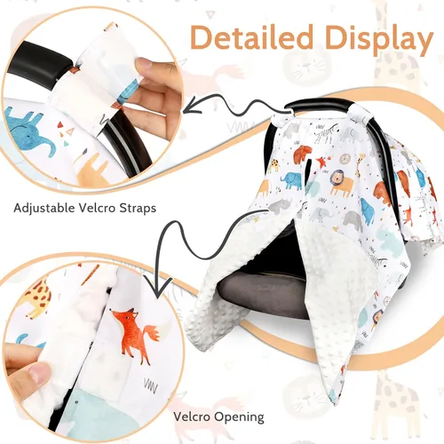 Vista 4 de ManFaiSky - Funda de asiento de coche para bebé, fundas suaves para asiento de automóvil para bebé, funda de lactancia multiusos y toldo