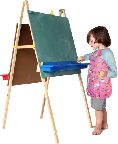 Vista 6 de Bassion Kids Art Smock Toddlers Painting Aprons Colorful Waterproof Children Artist Smock with Long Sleeve 3 Roomy Pockets