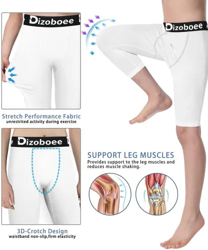 Vista 5 de Dizoboee Pantalones de compresión para niños y jóvenes, leggings de una pierna 34 para deportes, mallas de baloncesto para niños