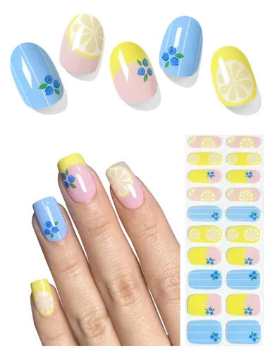 Vista 9 de AutyaMee Tiras de uñas de gel semicuradas (abeja y flor), 20 unidades de envolturas de uñas de gel, calcomanías, rosa nude, calidad de salón