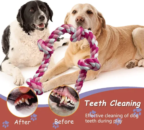 Vista 5 de Lmlpt Juguete de cuerda resistente para perros grandes y agresivos, juguetes masticables resistentes, color rosa