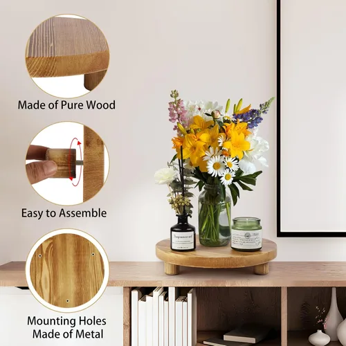 Vista 8 de Soportes de madera para plantas, elevadores de madera para interiores y exteriores para decoración, taburete de madera para mesa del hogar, baño