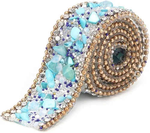 Vista 8 de Cinta autoadhesiva con diamantes de imitación de cristal, cadena de cuentas de 16.4 pulgadas para decoración de vestidos de boda, fiesta