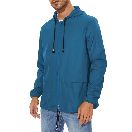 Vista 2 de American Trends Chubasquero para hombre impermeable con capucha para hombre, chaqueta rompevientos, abrigo de lluvia