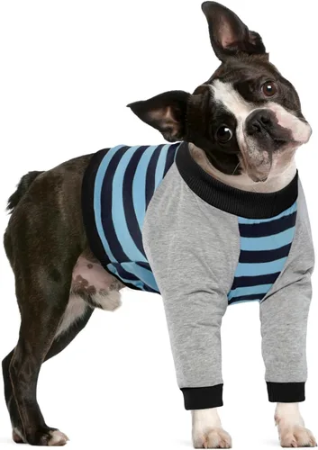 Vista 19 de FUAMEY Manga de recuperación para perros con protector de codo, camisa para perros para dejar de lamer las articulaciones, traje de manga larga