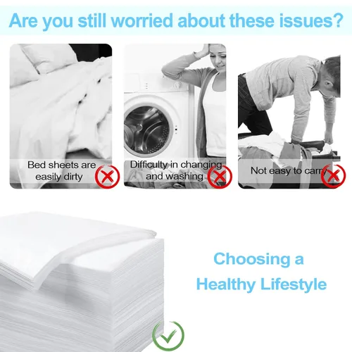 Vista 3 de 200 sábanas desechables, 31 x 71 pulgadas, impermeables, para mesa de masaje, tela no tejida, cubierta de cama para terapia de masaje, tatuajes