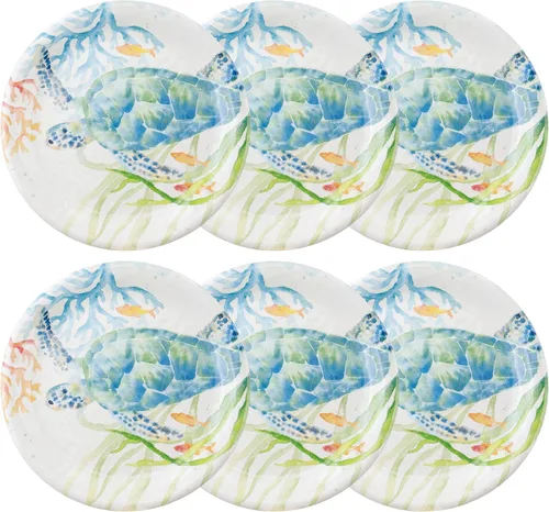Vista 9 de UP UPware - Juego de platos redondos para ensalada de melamina de cangrejo, platos redondos para risotto, pasta y ensalada, sin BPA, aptos