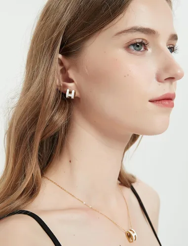 Vista 4 de Diseño clásico 11 tamaño grande 18K chapado en oro collar pendientes conjunto colorido color opcional joyería de regalo de las mujeres