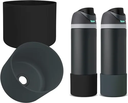 Vista 24 de 2 botas de silicona compatibles con Owala FreeSip de 24 onzas, funda protectora superior para botella de agua, reducción de ruido, cubierta inferior