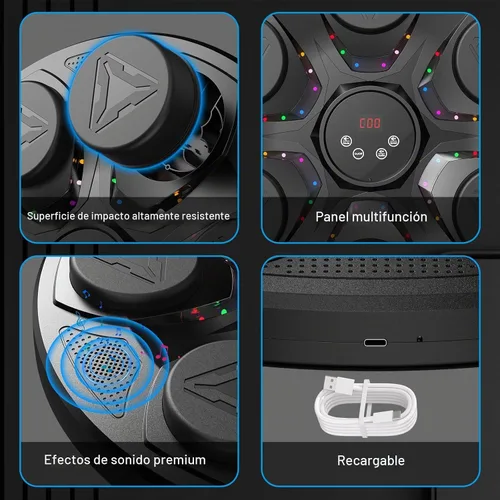 Vista 7 de Upgrade Music Boxing Machine For Adults Kids, Interactive Music Punching Machine with Gloves 12 Modes 12 Speeds, Wall Mounted Electronic Boxing