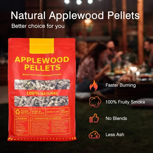 Vista 5 de Tangkula Pellets de madera de manzana 100% natural, pellets de cocina de madera de manzano con sabor a manzana ahumada para asar al aire libre