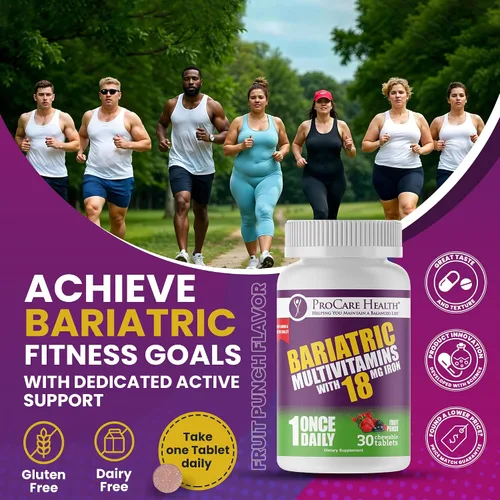 Vista 4 de ProCare Health Multivitamínico masticable bariátrico con hierro de 18 mg (30 tabletas) – Multivitamínico bariátrico con sabor a ponche de fruta