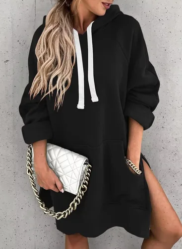 Vista 2 de Syellowafter Sudadera con capucha de gran tamaño para mujer, con bolsillo tipo canguro, para otoño, casual, ropa de descanso