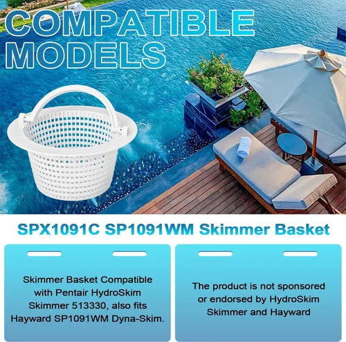 Vista 3 de SPX1091C - Cesta para desnatadora de piscina sobre el suelo para Hayward Pentair SP1091WM, cesta de filtro de piscina compatible con HydroSkim