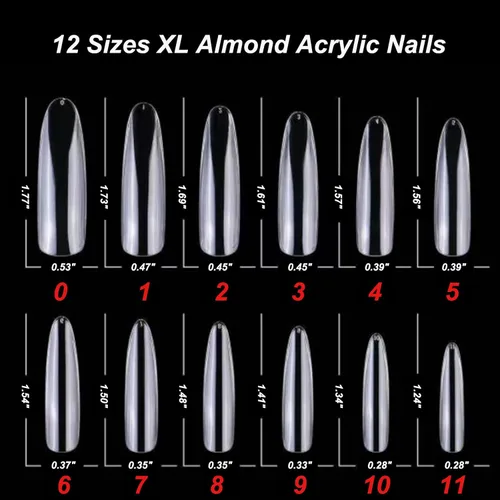 Vista 3 de LoveOurHome 240 puntas de uñas postizas XL de acrílico transparente en forma de almendra, uñas de cobertura completa, uñas postizas extralargas