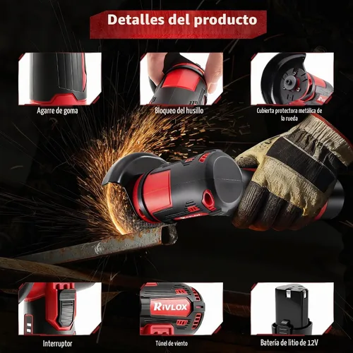 Vista 3 de Kit de amoladora angular inalámbrica, mini herramienta de amoladora