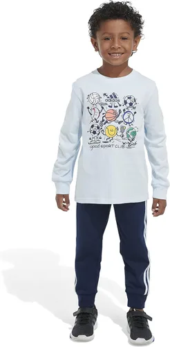 Vista 3 de adidas boys Long Sleeve Cotton Tee Joggers Set