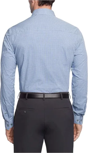 Vista 2 de Kenneth Cole Mens Dress Shirt Slim Fit Checks and Stripes (Patterned)