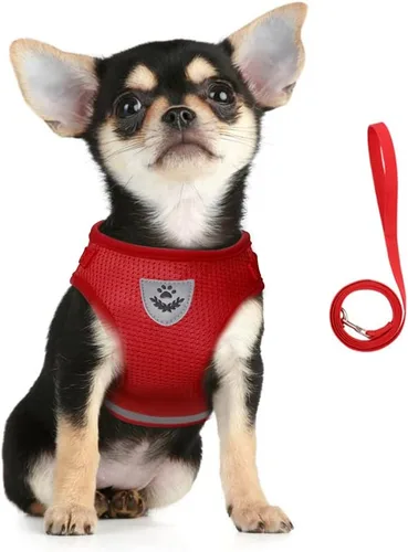 Vista 7 de FEimaX juego de arnés y correa para perro para caminar, de malla suave ajustable de control fácil, arneses de chaleco ligeros para gatos con tiras