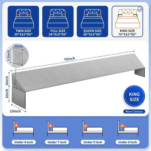 Vista 6 de Krightlink - Almohada de cuña para cama con cabecera, tamaño King (76 x 10 x 6 pulgadas) Relleno de espacio para cama, almohada cuña para colchón